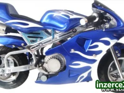 Minibike, pocketbike, kovové startování, sklápěcí stupačky.
