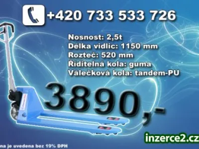 Paletový vozík 2,5t za neuvěřitelných 3890,-