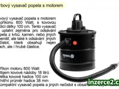 Krbový vysavač popela s vlastním motorem 800W