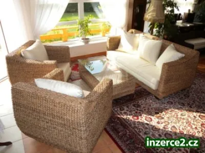 Luxusní nová sedací souprava z vodního hyacintu