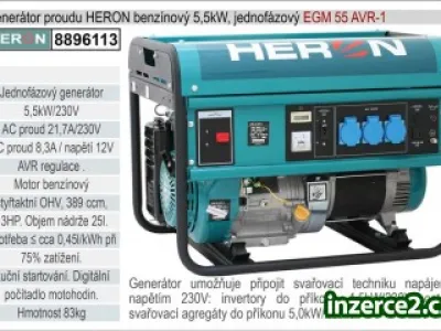 Generátor proudu HERON benzínový 5,5kW, jednofázový