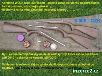 Karabina WOLF cal. 22 Flobert - NOVÁ, BEZ ZBROJNÍHO PASU