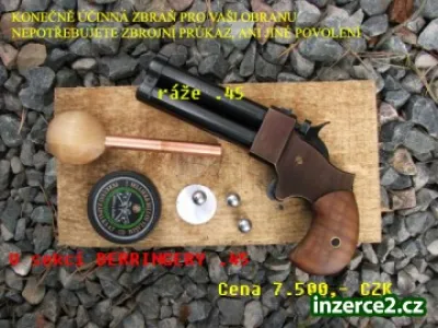 Perkusní dvouhlavňová pistole Great Gun Derringer .45