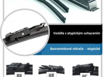 Moderní aero bezramínkové stěrače