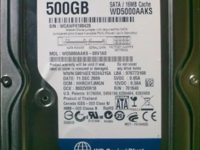 HDD WD Caviar WD5000AAKS-00V1A0 500GB SATA 3.5" 7200rpm