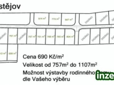 Prodáme stavební pozemeky v obci Pustějov