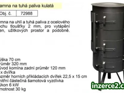 Kamna na tuhá paliva kulatá