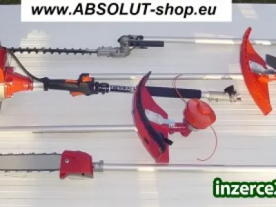 MULTIFUNKČNÍ KŘOVINOŘEZ /4v1/ -MOTORová KOSA - ABSOLUT M-52-4T/52ccm !!!/ =2,4 kW/3,2-koně =POLO-PROFI - /SKUTEČNÝ 4v1/ =MÁ KOMPLETNÍ 4-TYČE !!!