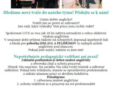 Hledáme nové tváře do našeho týmu!
