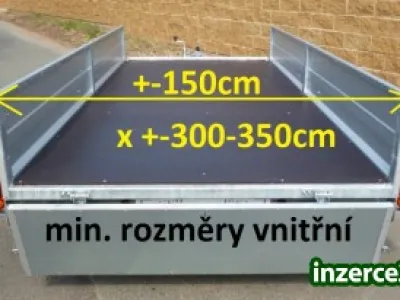 STŘEDNÍ AŽ VĚTŠÍ NÁKLADNÍ VLEK ZA AUTO - KOUPÍM  ROZMĚRY CCA +- 3x2m LOŽNÉ PLOCHY - NEJLÉPE CELO-KOVOVÝ -  NABÍDNĚTE S CENOU, STAVEM A FOTKOU !!! NOSNOST CCA 300KG s PLACHTOU I BEZ