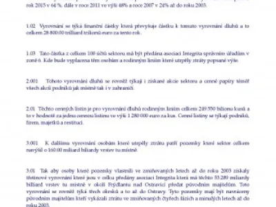Třetinové vyrovnání 2003-2019 Integrita