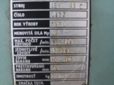 Výstředníkový lis LEN 63C